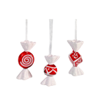 Set van 3 Rode Snoep Ornamenten met Glitterafwerking- Zerostock- Opkoper