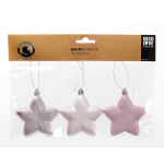 Set van 3 Roze Ster Kerstornamenten met Glans en Glitter - Zerostock - Opkoper