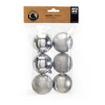 Set van 6 Zilveren Kerstballen met Glans, Mat en Glitter Afwerking- Zerostock-Opkoper
