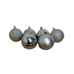Set van 6 Zilveren Kerstballen met Glans, Mat en Glitter Afwerking- Zerostok - Opkoper