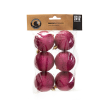 Set van 6 Rode Glitter Kerstballen met Sprankelende Afwerking - Zerostock - Opkoper