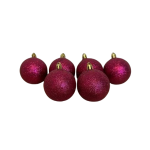 Set van 6 Rode Glitter Kerstballen met Sprankelende Afwerking- Zerostock-Opkoper