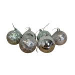 Set van 6 Zilveren Kerstballen met Glitter en Glans Afwerking- Zerostock - Opkoper