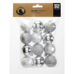 Set van 12 Zilveren Kerstballen met Mix van Glans, Mat en Glitter - Zerostock - Opkoper
