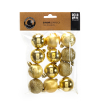 Set van 12 Gouden Kerstballen met Glans, Mat en Glitter Afwerking- Zerostock - Opkoper